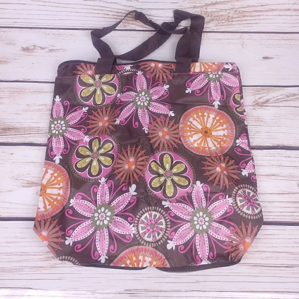 Mom Foldable Floral Print Tote Shopping  Grocery Bag